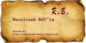 Reznicsek Béla névjegykártya